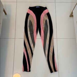 Mugler Black and Pink Contrast Leggings